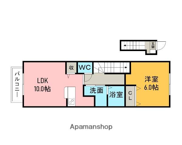 エテルノⅡ(1LDK/2階)の間取り写真