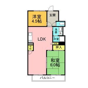 シャルム美郷(2LDK/4階)の間取り写真