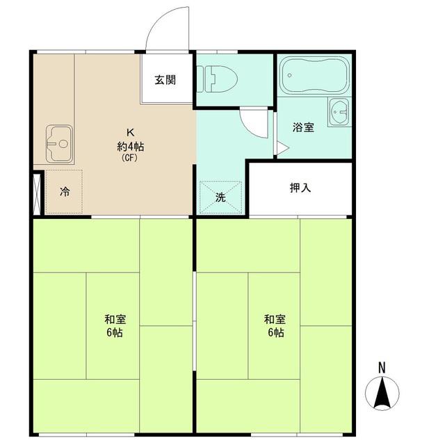 ハイツ竹中(2K/1階)の間取り写真