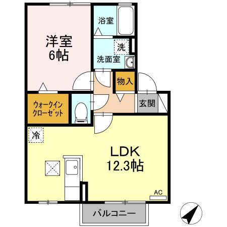 ウィルコート山腰(1LDK/1階)の間取り写真
