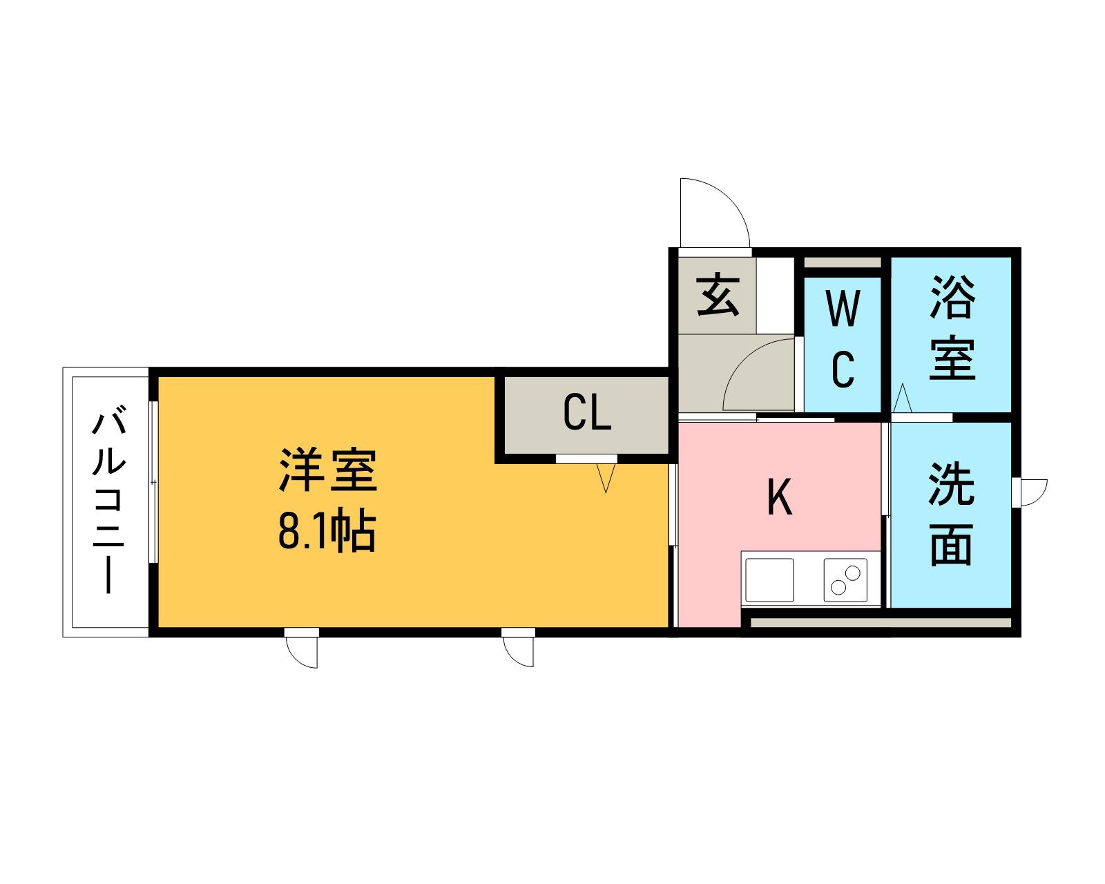 レジデンス大府駅クロス(1K/1階)の間取り写真