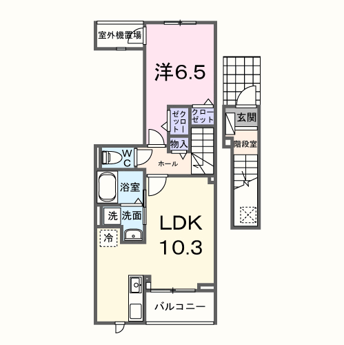サニーコート伏見(1LDK/2階)の間取り写真