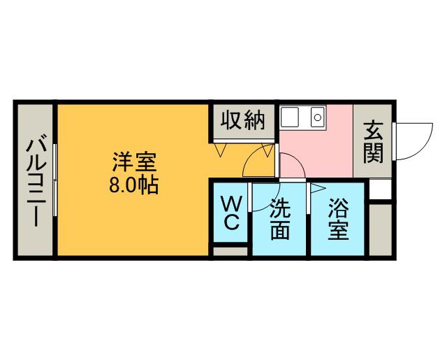 ルミナス緒川Ⅱ(1K/2階)の間取り写真