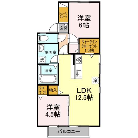 セントポーリア(2LDK/1階)の間取り写真