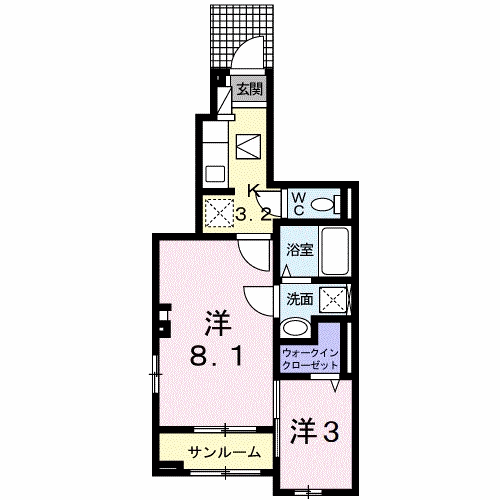 ソルヴィア(2K/1階)の間取り写真