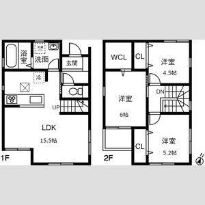 名鉄名古屋本線 前後駅 徒歩12分 2階建 新築(3LDK)の間取り写真