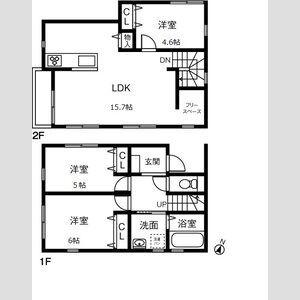 名鉄名古屋本線 前後駅 徒歩12分 2階建 新築(3LDK)の間取り写真