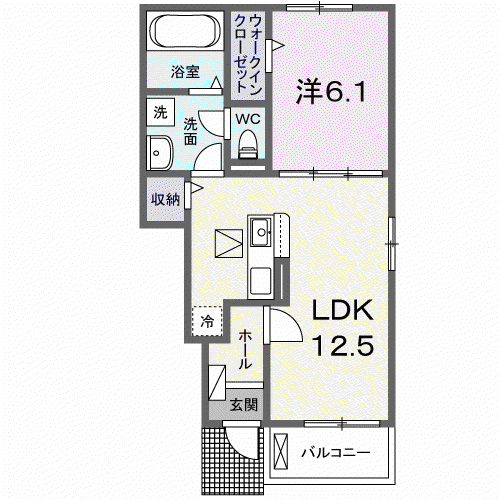 ベント ルクス(1LDK/1階)の間取り写真