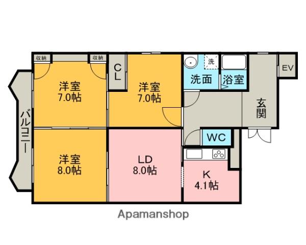 アプリシェイテッ(3LDK/3階)の間取り写真