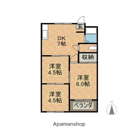 コーポラス水田(3DK/2階)の間取り写真