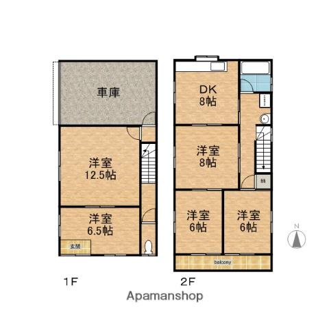 名鉄広見線 富岡前駅 徒歩14分 2階建 築34年(5DK)の間取り写真