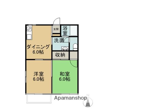 インペリアル5(2DK/1階)の間取り写真