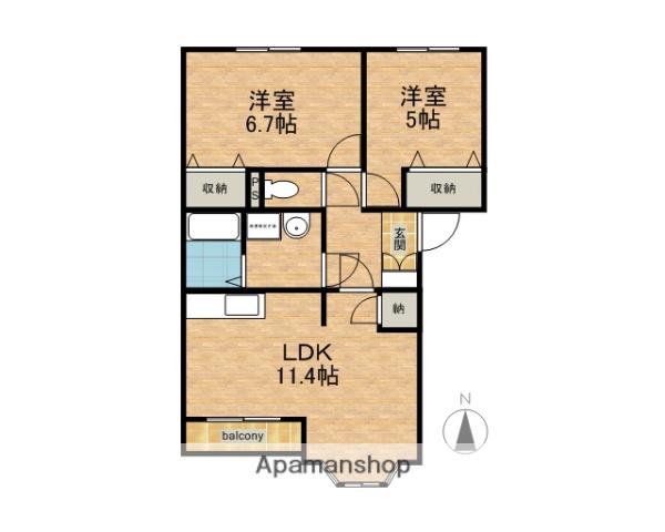 フローリィ(2LDK/2階)の間取り写真