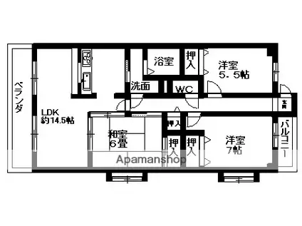 メッツア蔵王(3LDK/2階)の間取り写真