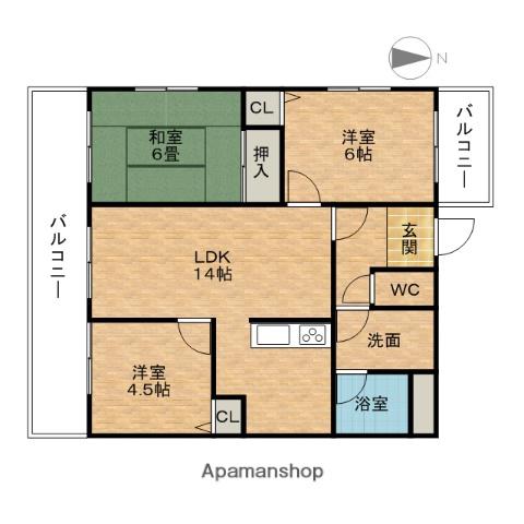ガーデンコート犬山(3LDK/5階)の間取り写真