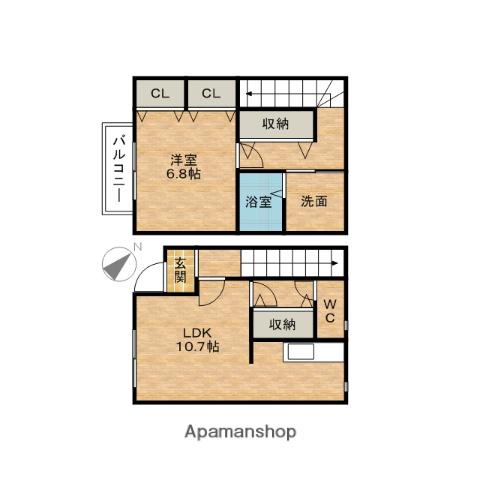 オアシスⅦ(1LDK/1階)の間取り写真
