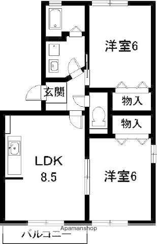 スカイガーデン(2LDK/1階)の間取り写真