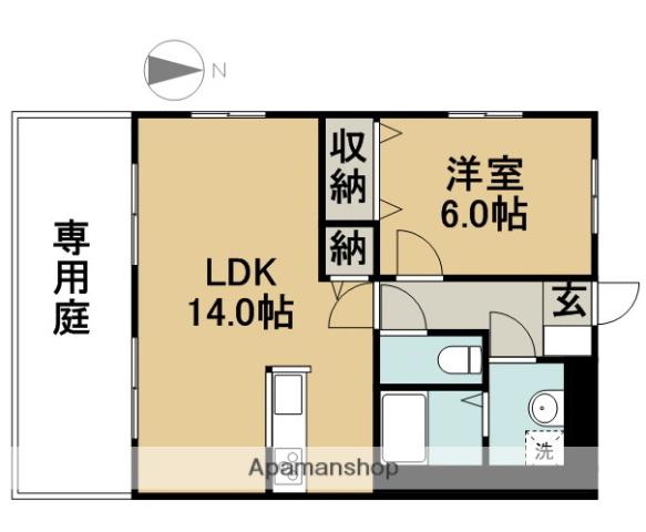 エスポワール七宝(1LDK/1階)の間取り写真