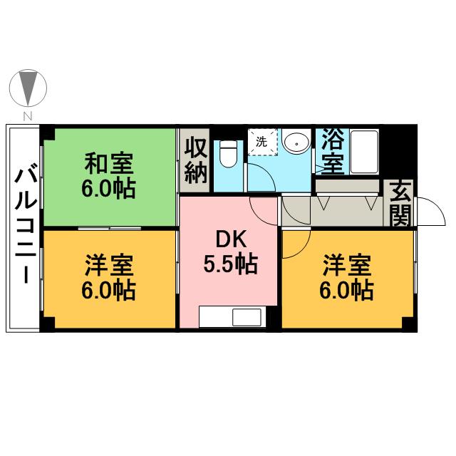グランドールエコー(3DK/3階)の間取り写真
