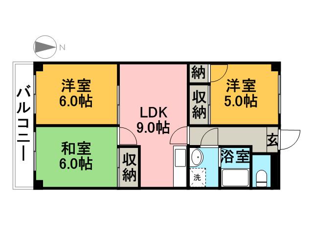 サンモール西鳥(3LDK/3階)の間取り写真