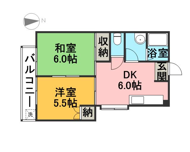 ラムーンスターファー(2DK/1階)の間取り写真