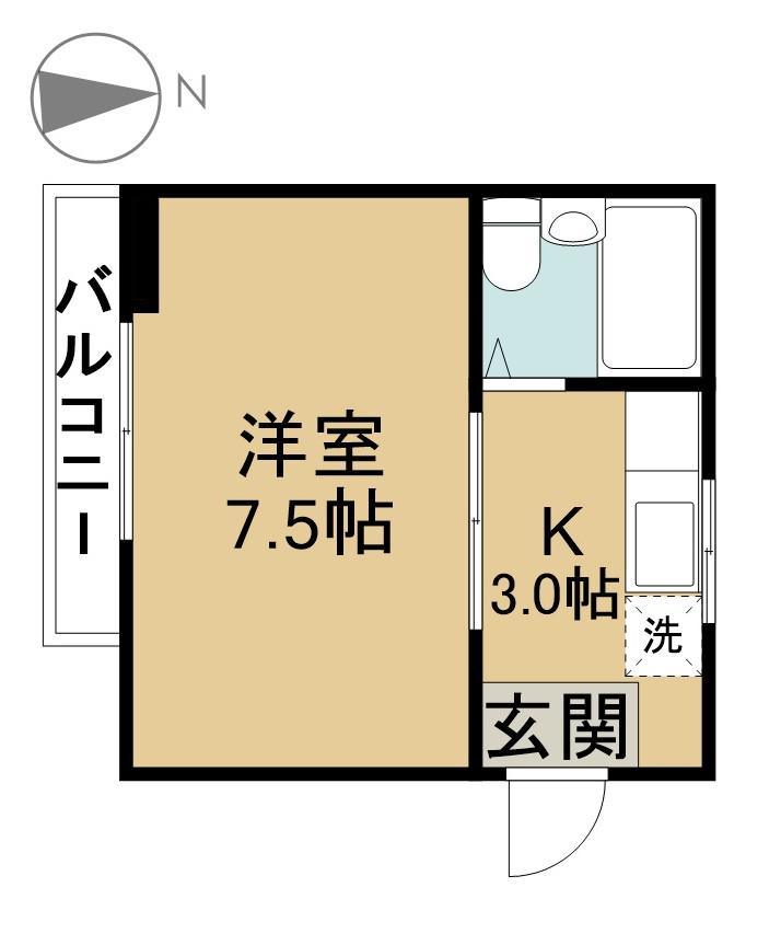 グラスペリアV(1K/3階)の間取り写真