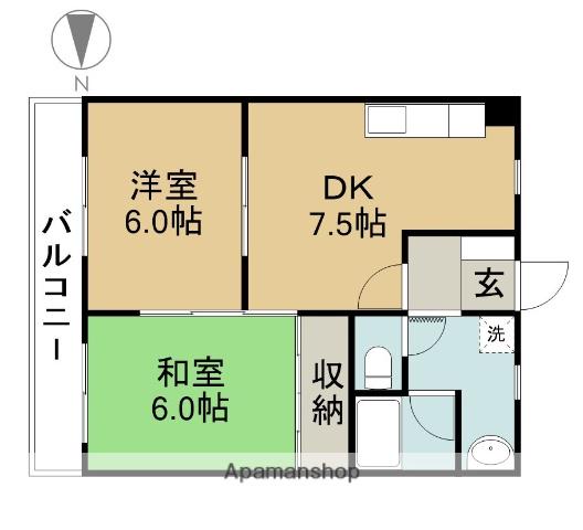 ハイツ安井(2DK/2階)の間取り写真