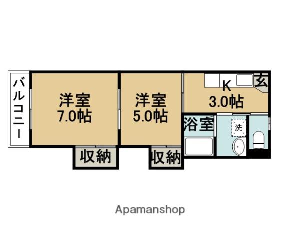 シャンポールY(2K/2階)の間取り写真