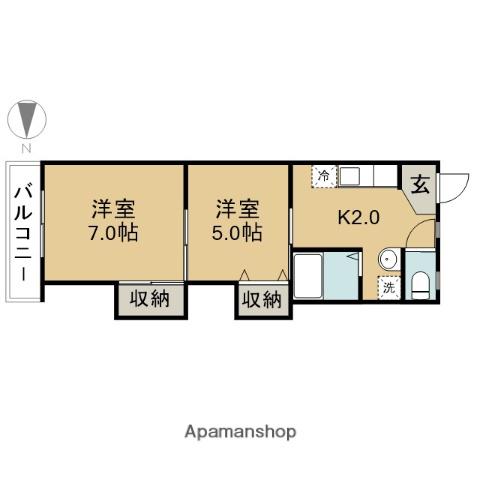 シャンポールY(2K/2階)の間取り写真