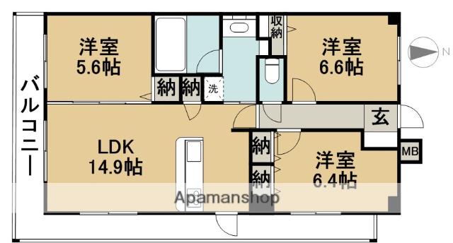 THEPARKTOKINOTERRACE(3LDK/3階)の間取り写真