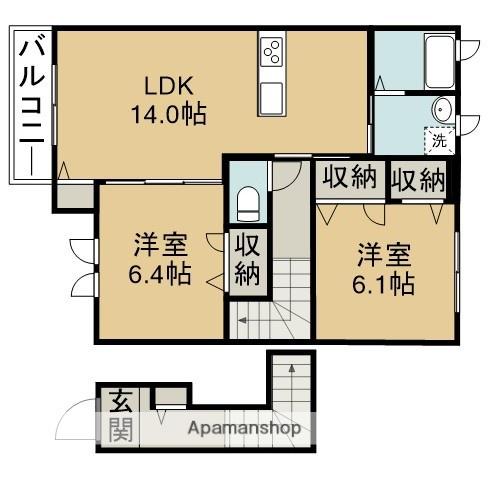 名鉄名古屋本線 新清洲駅 徒歩9分 2階建 築17年(2LDK/2階)の間取り写真