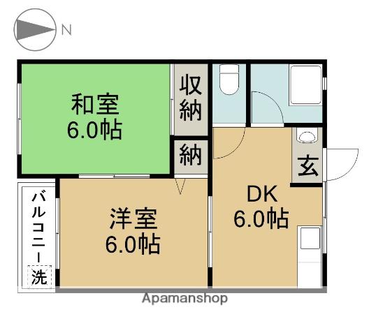 コーポやまだ(2DK/2階)の間取り写真