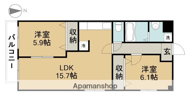KS 国府宮(2LDK/5階)の間取り写真
