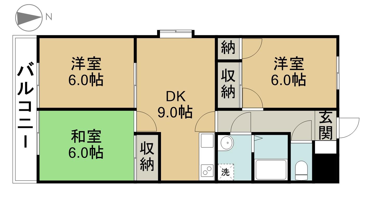 AMOURMIWA(3DK/2階)の間取り写真