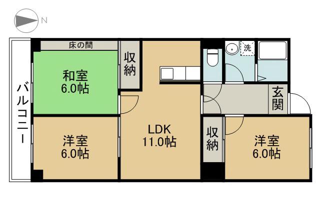 カーサビアンカ2(3LDK/3階)の間取り写真