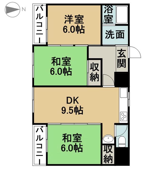 サンコーポ富塚(3DK/1階)の間取り写真