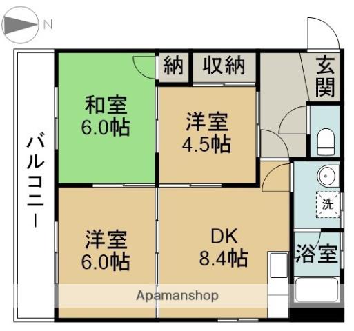 エスタシオン木田(3DK/3階)の間取り写真