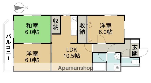 ハートインYASUI(3LDK/4階)の間取り写真