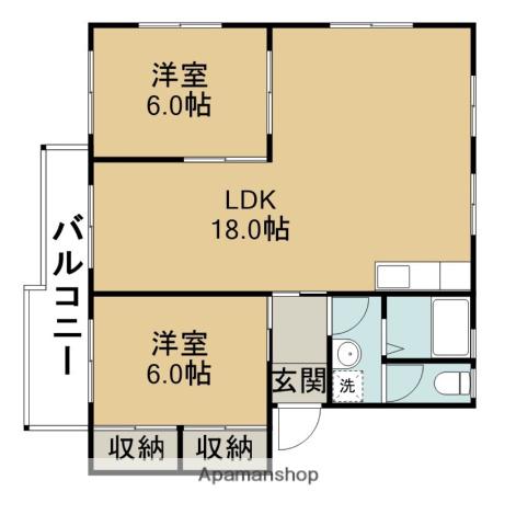 川口マンション(2LDK/2階)の間取り写真