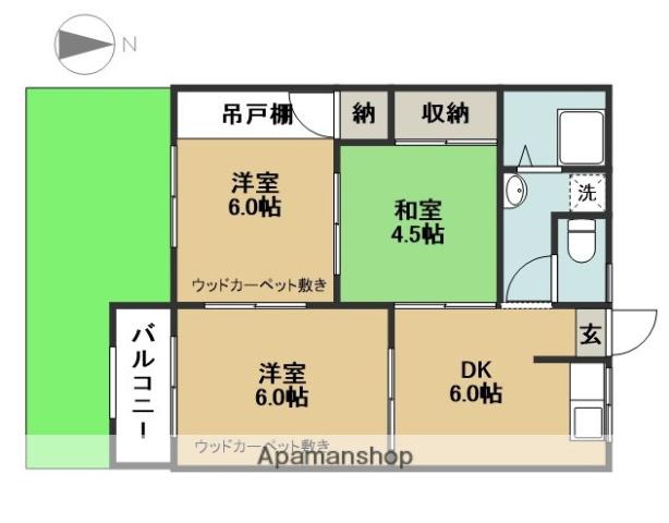 リブレ藤浪(3DK/1階)の間取り写真