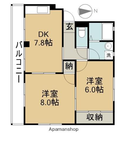 大津マンションⅡ(2DK/2階)の間取り写真