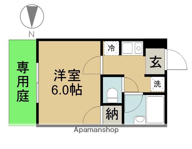 れんげハウス(1K/1階)の間取り写真