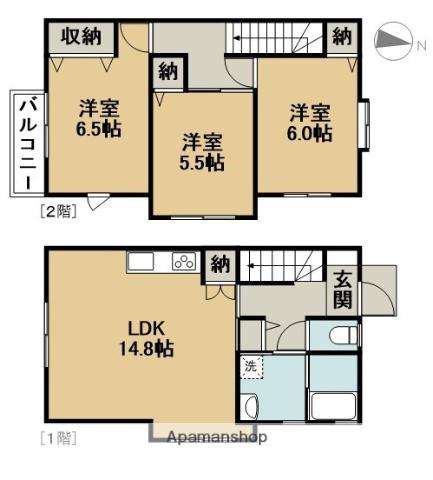 K・S HOUSE(3LDK/1階)の間取り写真