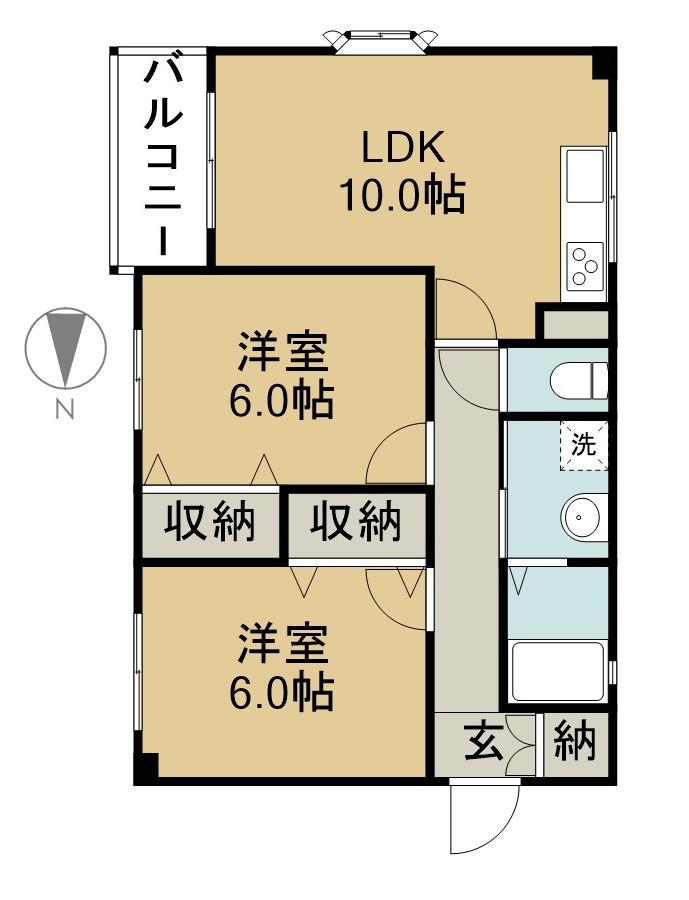 ペイサージュ(2LDK/1階)の間取り写真
