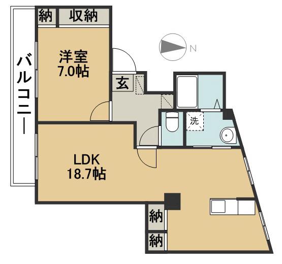八幡マンション(1LDK/4階)の間取り写真