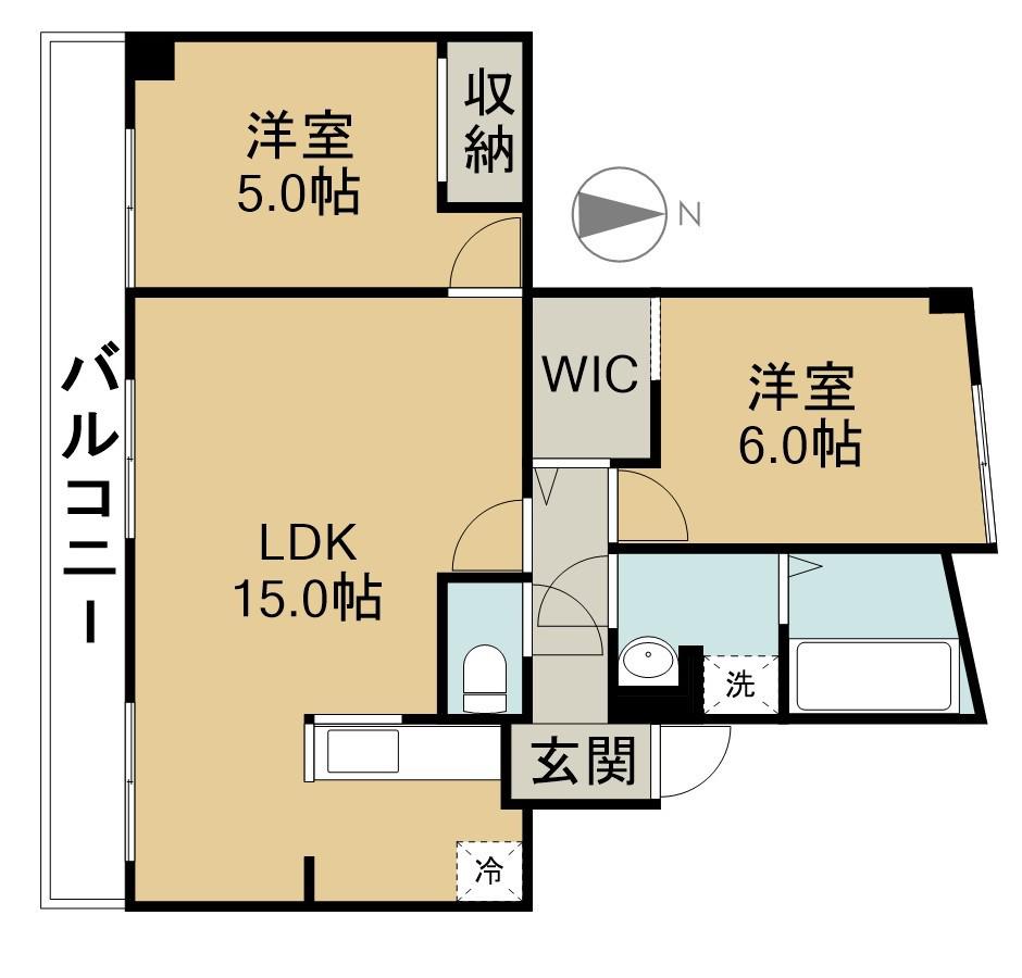 八幡マンション(2LDK/3階)の間取り写真