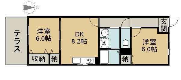 アスナロ21(2DK/1階)の間取り写真