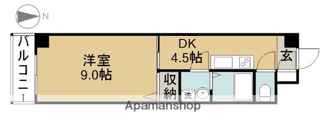 グリーンコートK(1DK/3階)の間取り写真