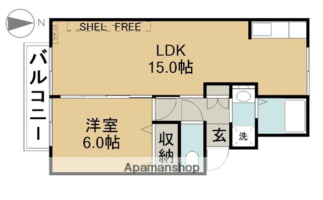 ヴァンベール水田(1LDK/1階)の間取り写真