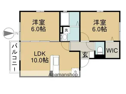 アタンドル(2LDK/1階)の間取り写真